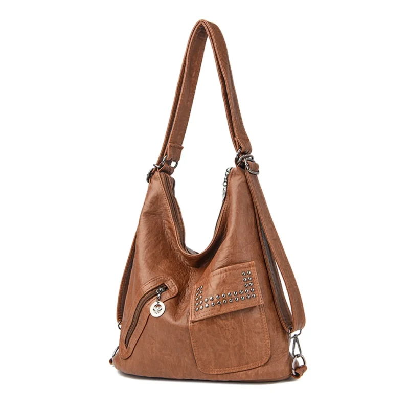 Vintage Style Soft Leather Large Capacity Shoulder Bag - Image 12