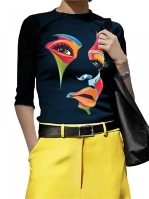 Stylish Figure Printed Round-Neck T-Shirt