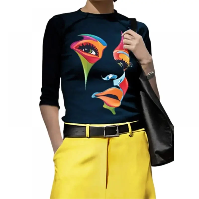 Stylish Figure Printed Round-Neck T-Shirt