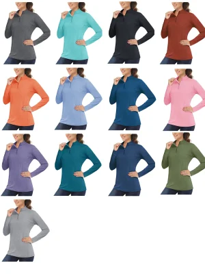 UPF 50+ Sun Protection Long Sleeve Shirts 1/4 Zip Casual