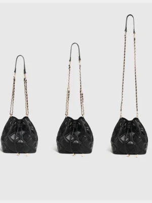 Luxury Designer Genuine Leather Quilted Bucket Bag