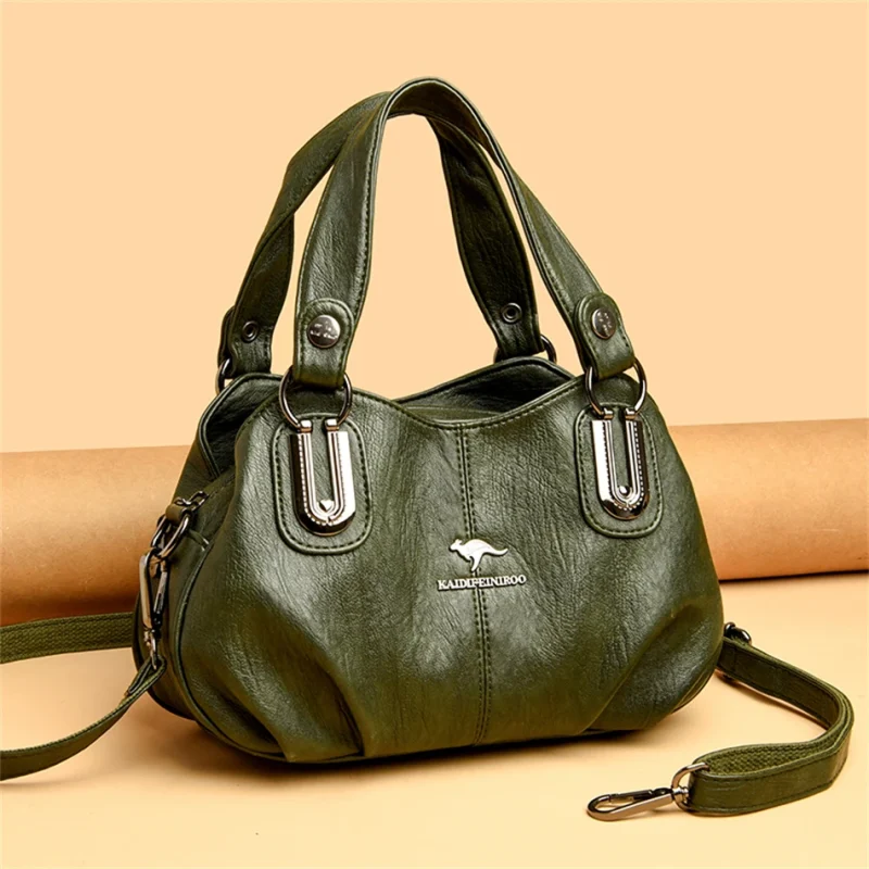 3 Layers Large Capacity High Quality Designer Soft Leather Handbag - Image 10