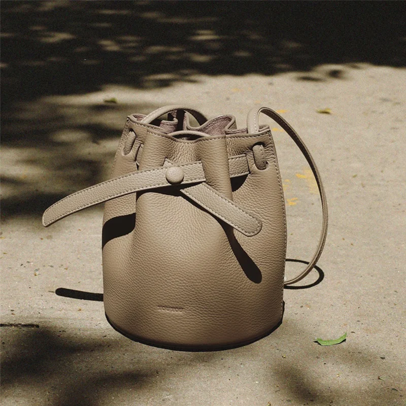Eco Leather Retro Simple Design Bucket Bag