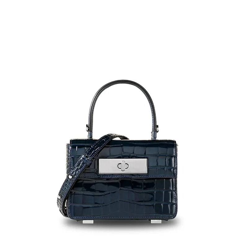 Genuine Leather Retro Crocodile Print Box Bag - Image 7