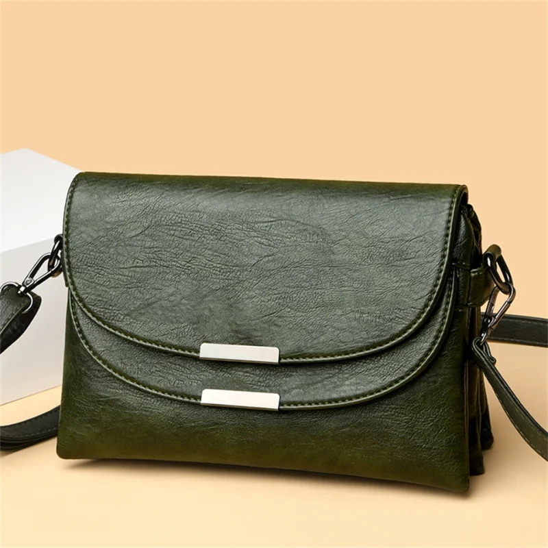 High Quality Luxury Designer  Leather Solid Crossbody Sac - Image 8
