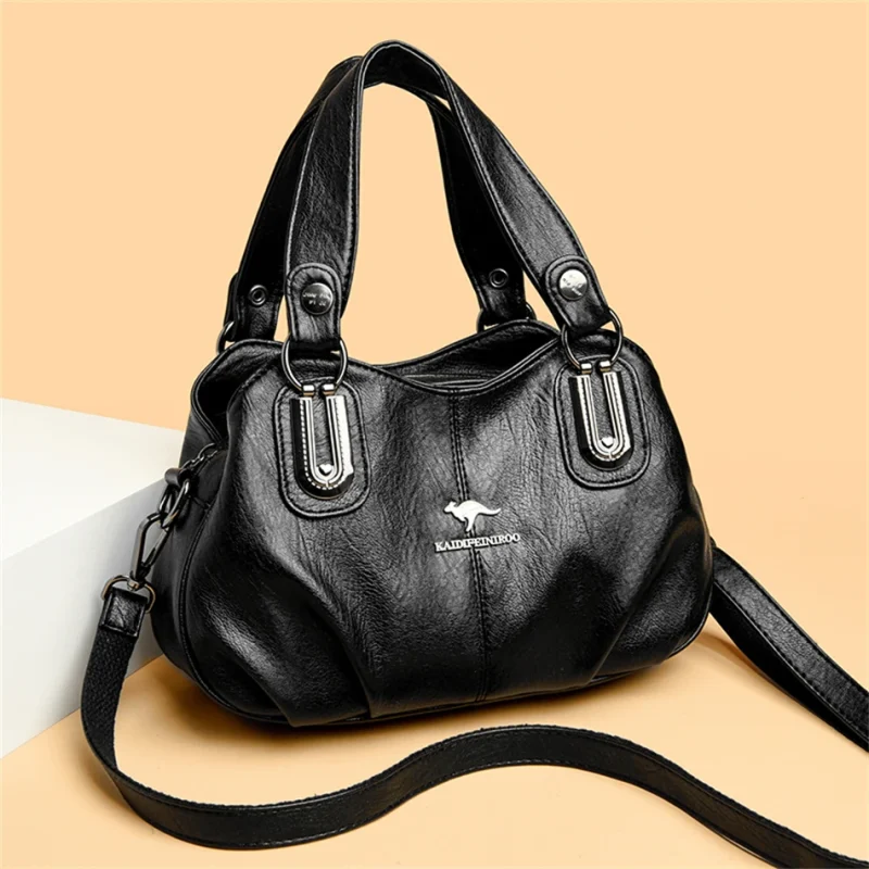 3 Layers Large Capacity High Quality Designer Soft Leather Handbag - Image 9