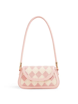 Girl Pink Diamond Lattice Print Luxury Crossbody Bag