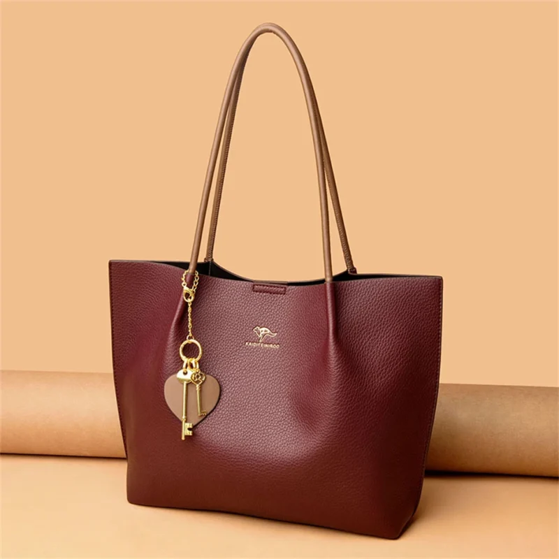 Leisure Soft Leather Large Capacity Shopping Shoulder Bags - Image 10