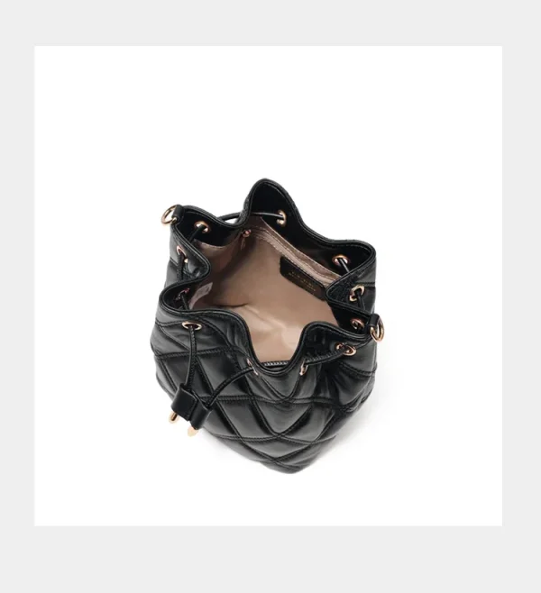 Luxury Designer Genuine Leather Quilted Bucket Bag - Image 5