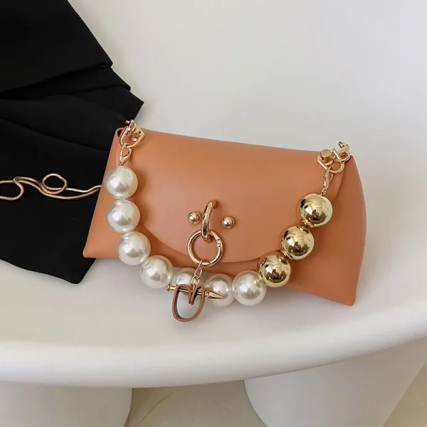 Pearl Chain Mini Leather Shoulder Bags - Image 5