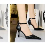 Eco Patent Leather Snake Pattern Kitten Heels