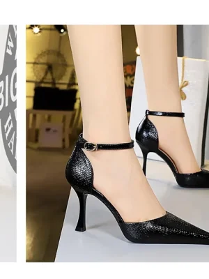 Eco Patent Leather Snake Pattern Kitten Heels