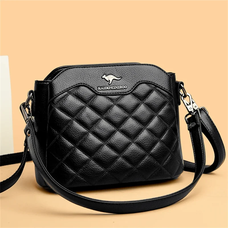 High Quality Leather Diamond Grid Pattern Embroidery Small Crossbody Bags - Image 8
