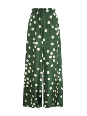 Korean Fashion Polka-Dot Elasticity Waist Wide Leg Pants