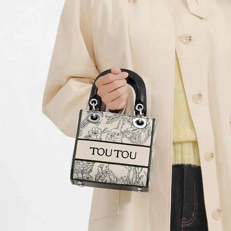 Vintage Rabbit Pattern Letter Scarf Deco Tote Purse