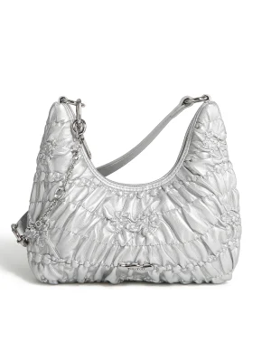 Silvery Shoulder Commuter Handbag