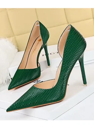 Eco Weave Pattern High Heels