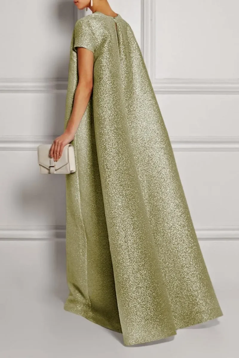 Shiny Solid Color V-Neck Luxury Elegant Banquet Dress - Image 8