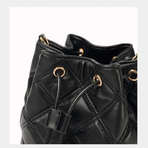 Luxury Designer Genuine Leather Quilted Bucket Bag - Image 2