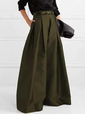 Loose High Waisted Solid Color Wide Leg Pants