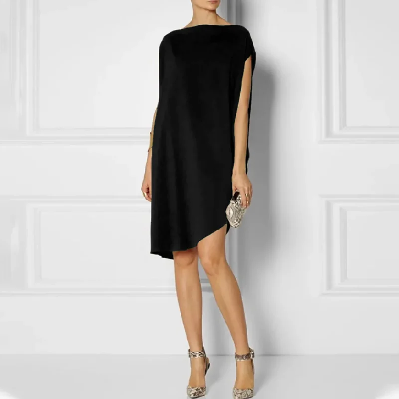 Stylish Solid Color Slash Neck Elegant Party Dress - Image 6