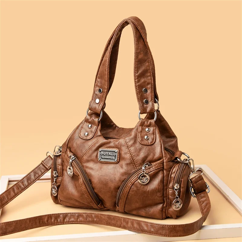 Luxury Vintage Designer Soft Leather Shoulder Top-handle Bags - Image 6