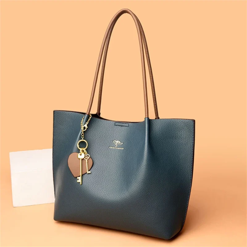 Leisure Soft Leather Large Capacity Shopping Shoulder Bags - Image 15