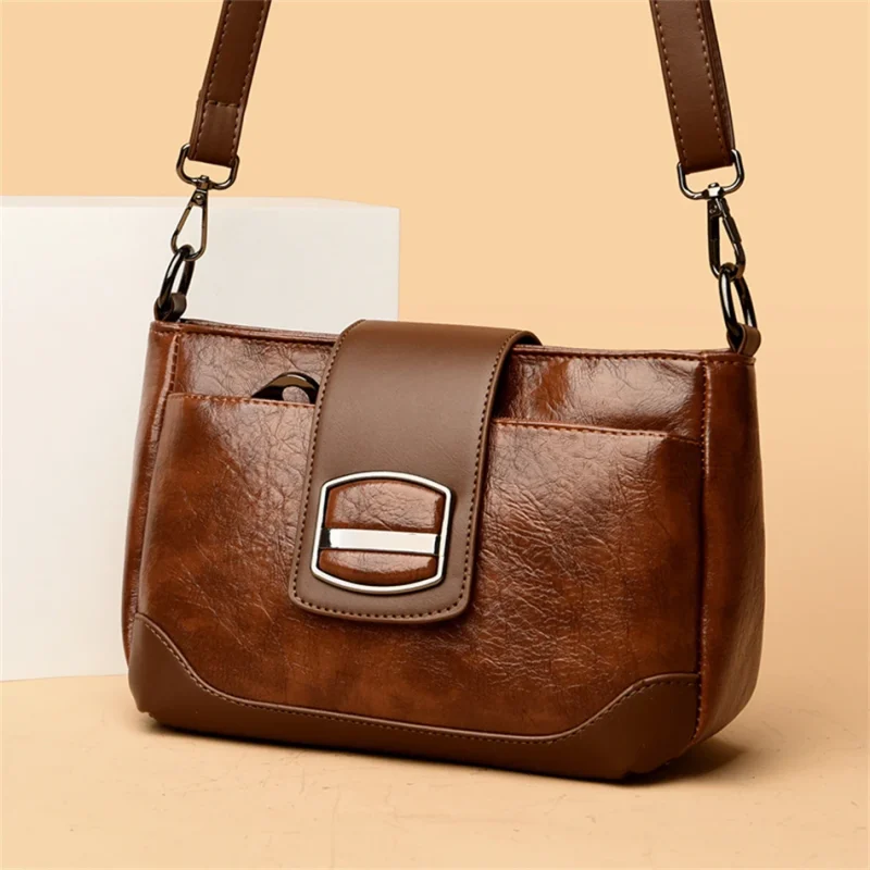 Designer High Quality Retro Oil Wax Skin Leather Shoulder Crossbody Bag - Image 12