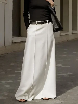 H-Line Solid Color Long Skirt