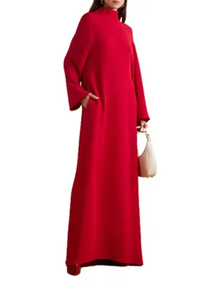 V-Back High-Neck Long Sleeves Banquet Maxi Dresses