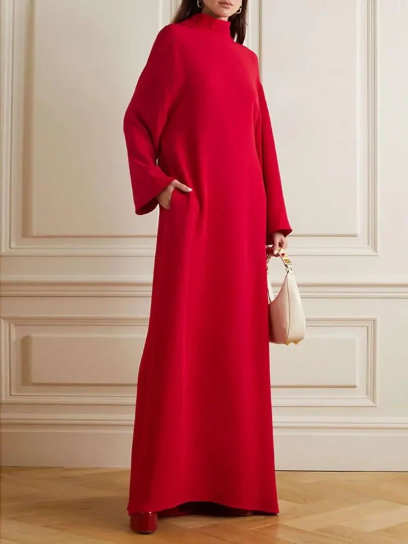 V-Back High-Neck Long Sleeves Banquet Maxi Dresses - Image 6