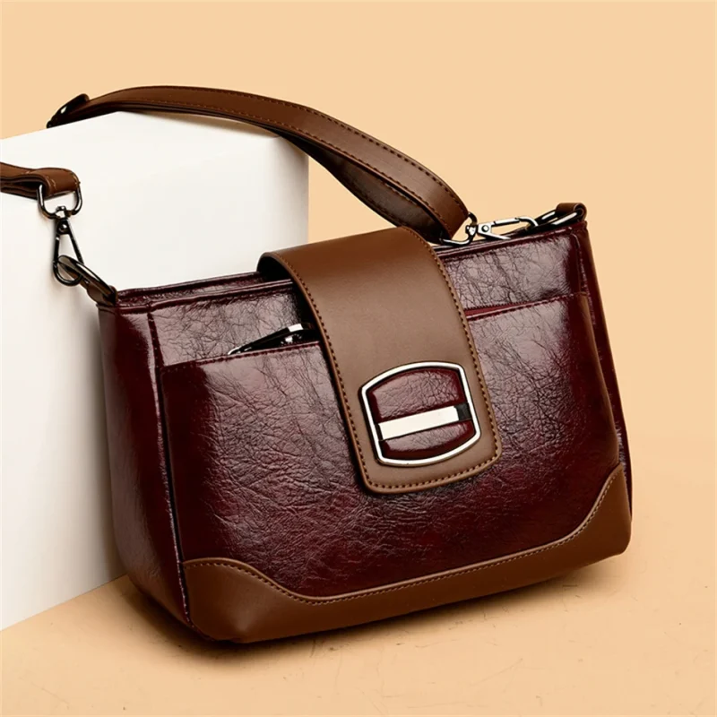 Designer High Quality Retro Oil Wax Skin Leather Shoulder Crossbody Bag - Image 10