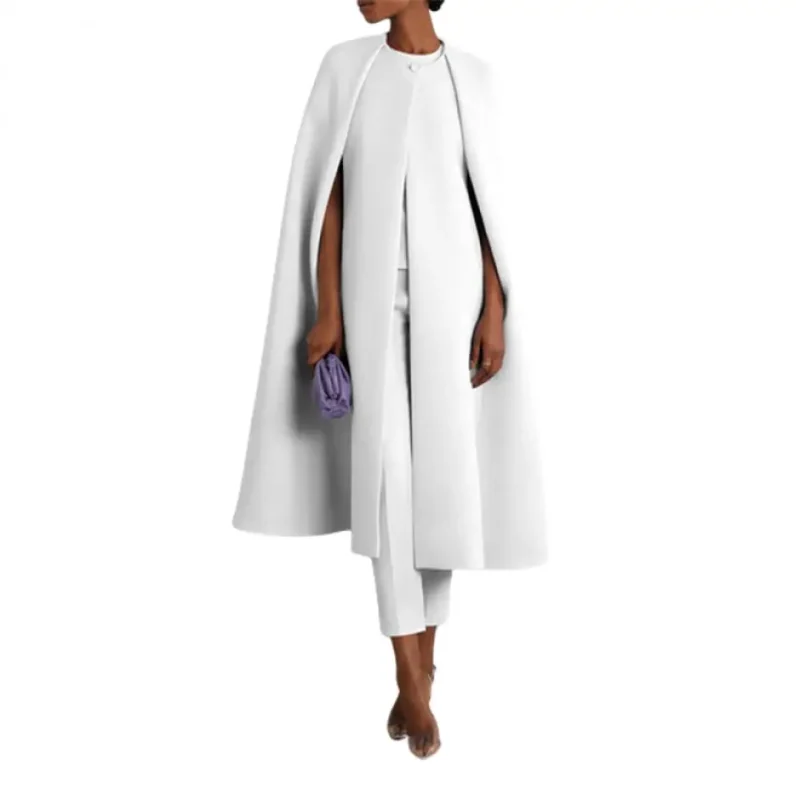 Cloak Sleeve Round-Neck Cape & Waist Pants Two Pieces Set - Image 6