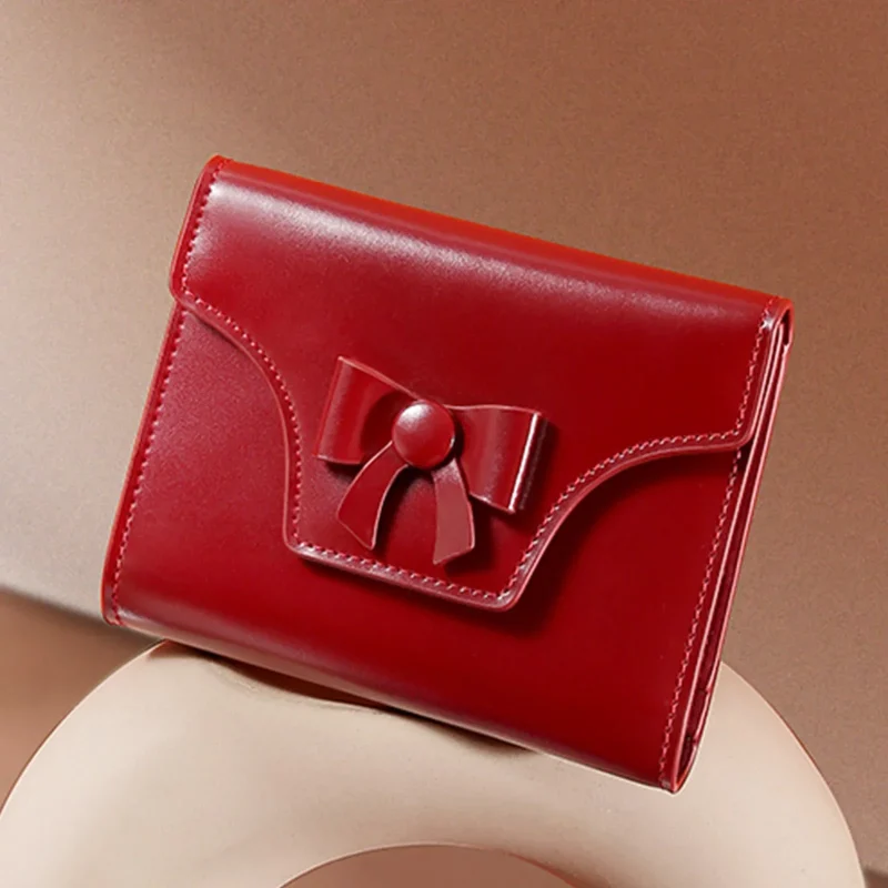 High Quality Genuine Leather  Bowknot Wallet