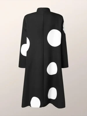 Buttoned Polka-Dot Tied Stand Neck Shirts Dress