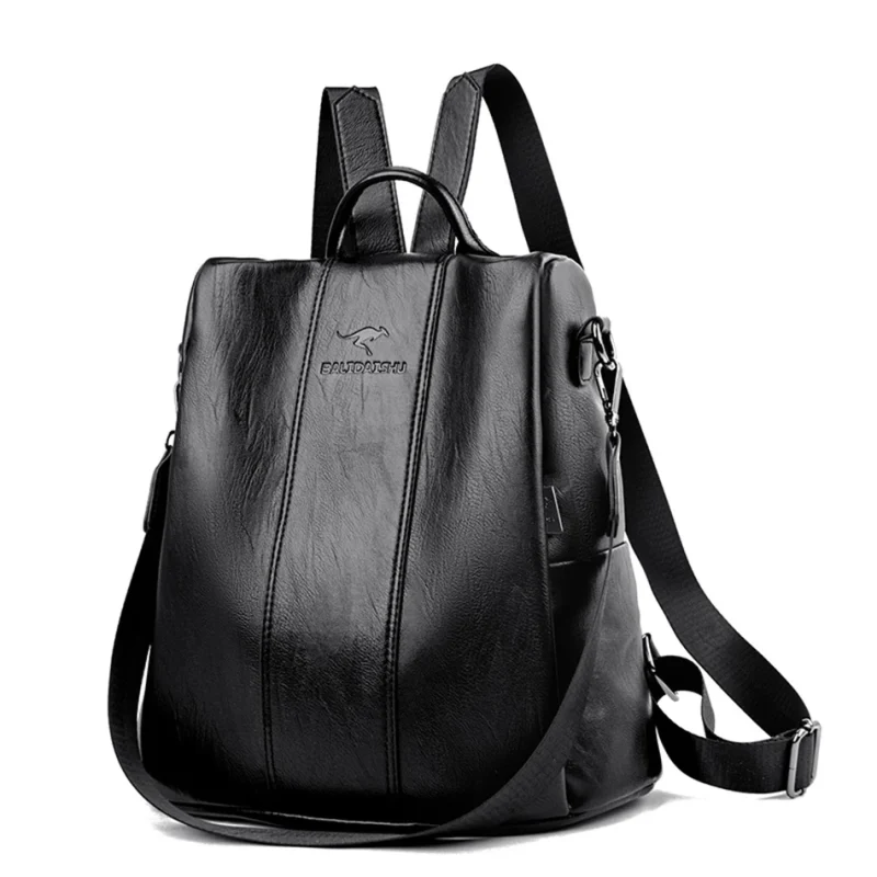 Anti-theft Leather Backpack Vintage Shoulder  Large Capacity Travel Rucksack - Image 12