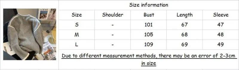 Round Neck Contrast Knitted  Korean Pullover Street Pullover - Image 6