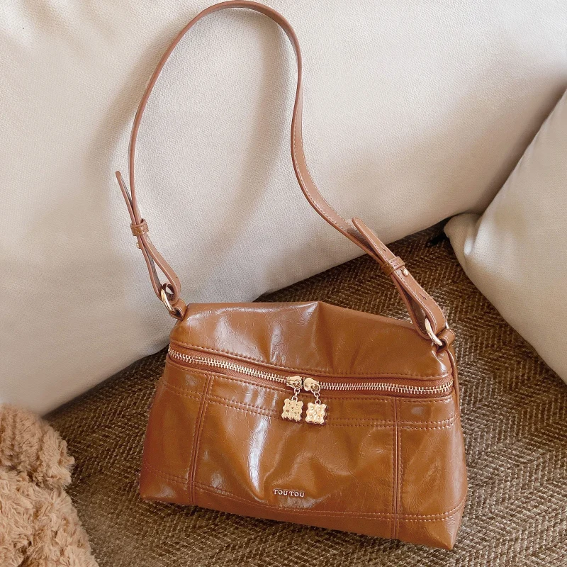 Retro Bright Leather Messenger Bag