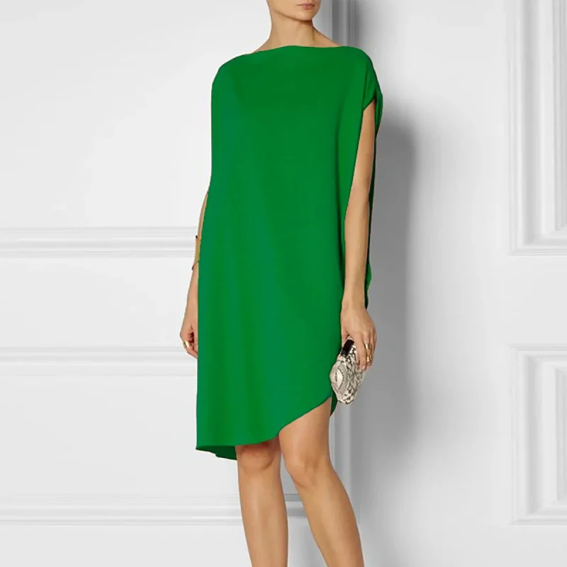 Stylish Solid Color Slash Neck Elegant Party Dress - Image 5