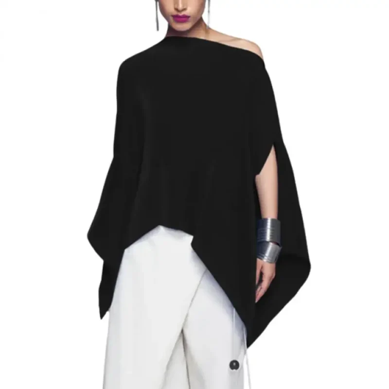 Asymmetric Batwing Sleeves Blouse