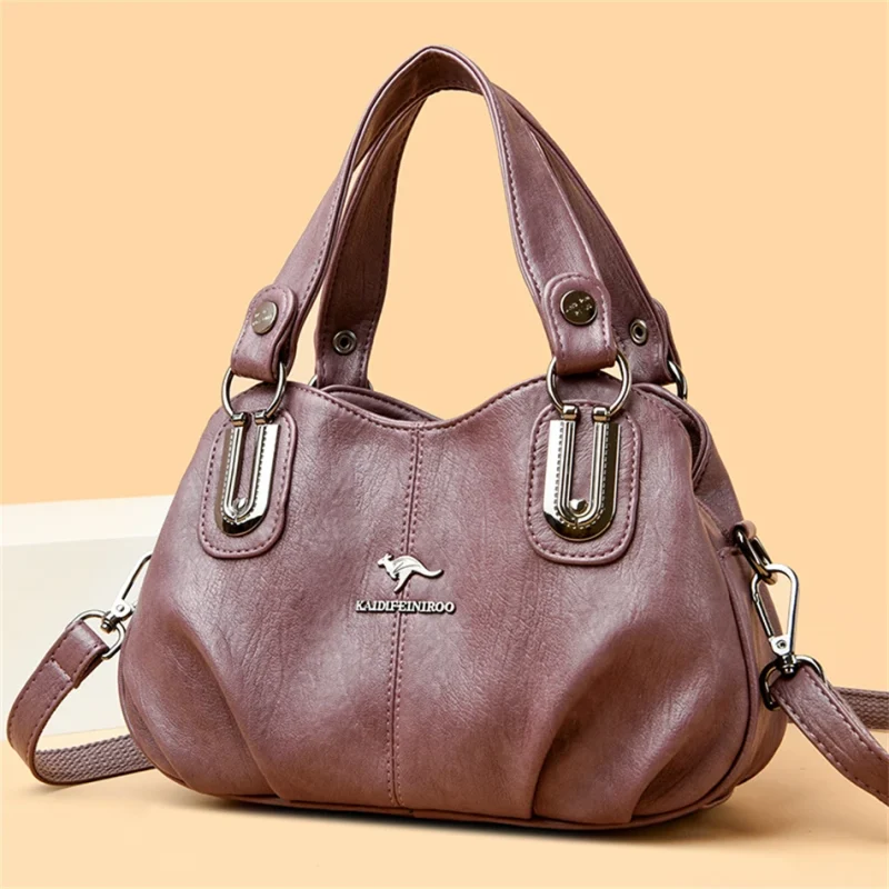 3 Layers Large Capacity High Quality Designer Soft Leather Handbag - Image 11