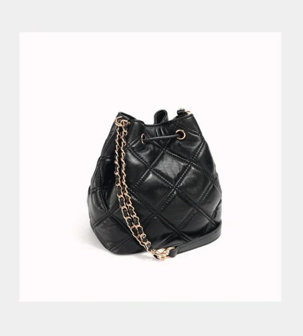 Luxury Designer Genuine Leather Quilted Bucket Bag - Image 4