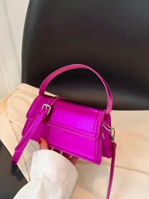 Brand Leather Square Flap Small Handbag