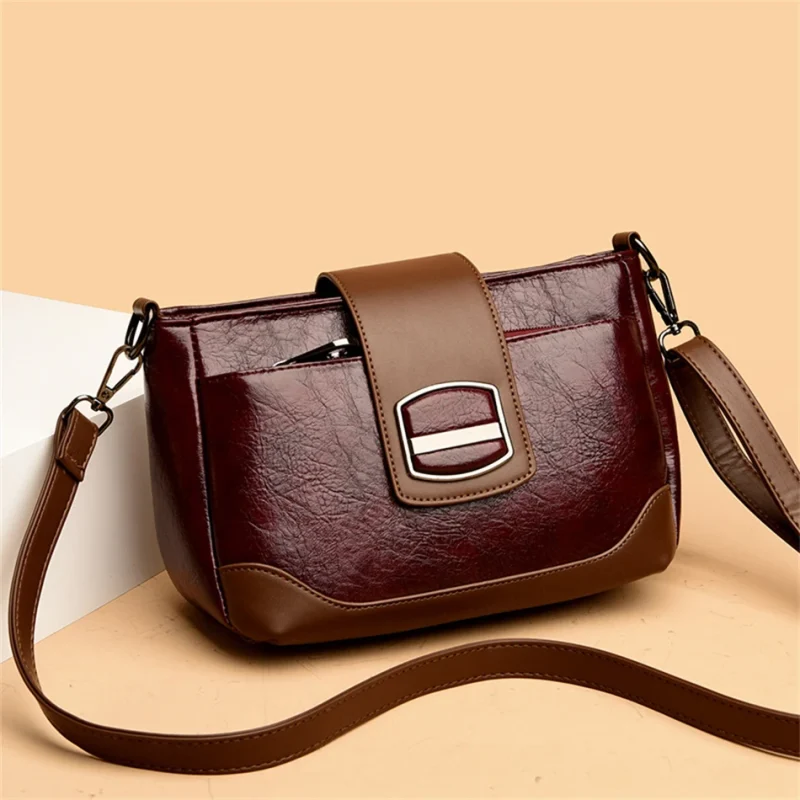 Designer High Quality Retro Oil Wax Skin Leather Shoulder Crossbody Bag - Image 9