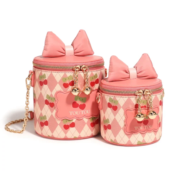 Sweet Mini Chain Cherry Print Bucket Bag - Image 7