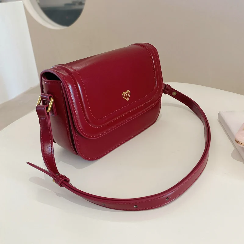 Delicate Metal Love Heart Flap Small Square Bag