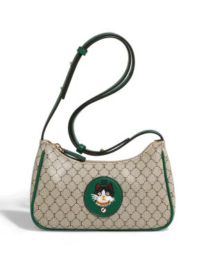 Eco Embroidery Green Cat Series Shoulder Bag