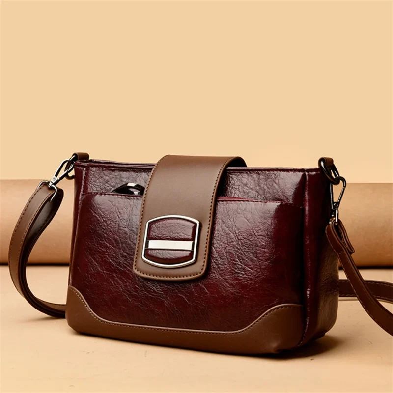 Designer High Quality Retro Oil Wax Skin Leather Shoulder Crossbody Bag - Image 11