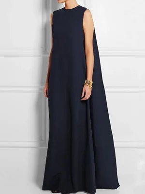 Sleeveless V-Back Loose Casual Solid Color Maxi Dress