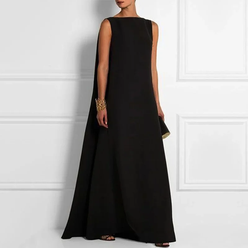 Sleeveless V-Back Loose Casual Solid Color Maxi Dress - Image 5